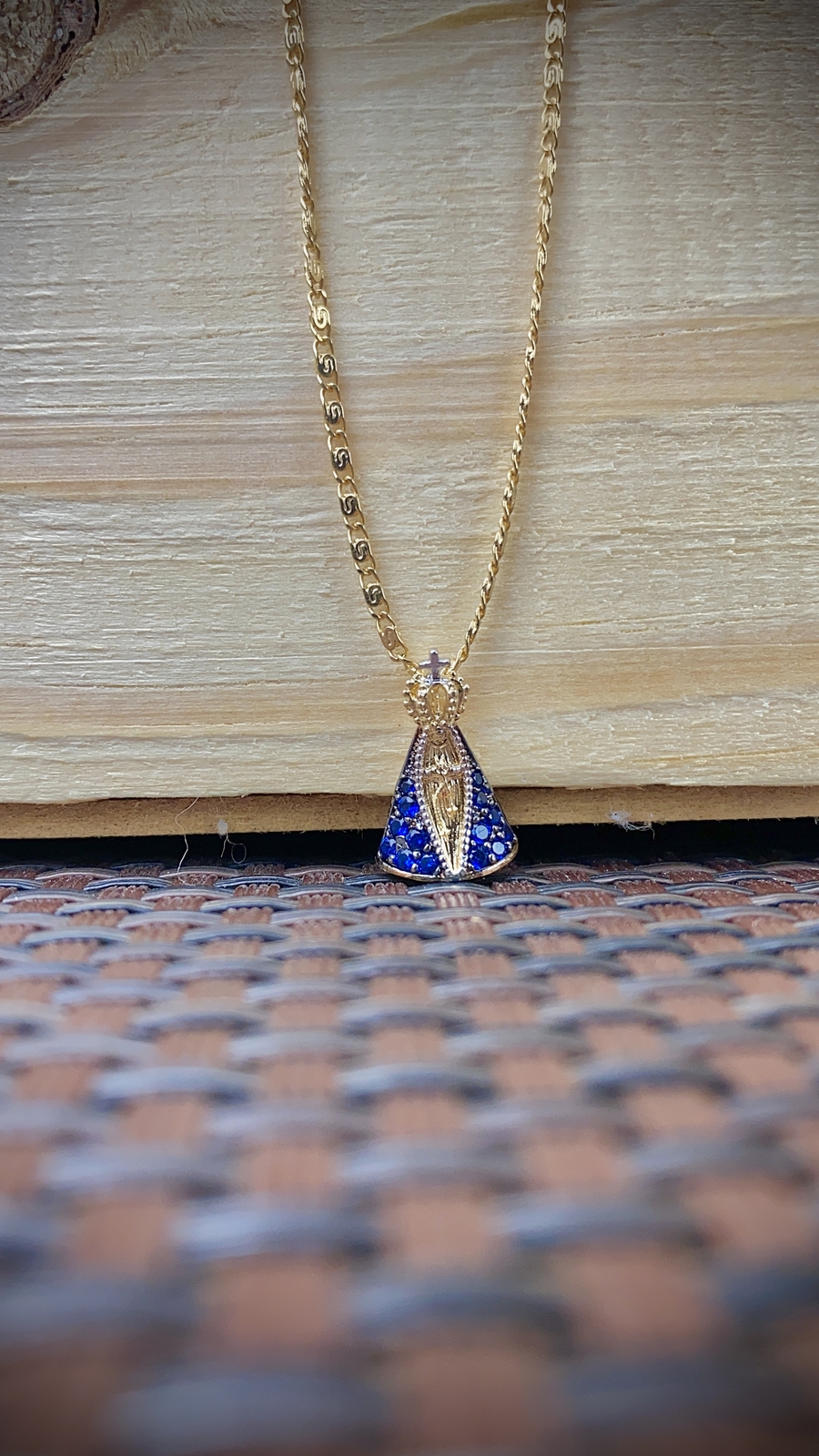 18K Gold Filled Virgin Aparecida Necklace for Womens 20″ – Colar para Mulheres