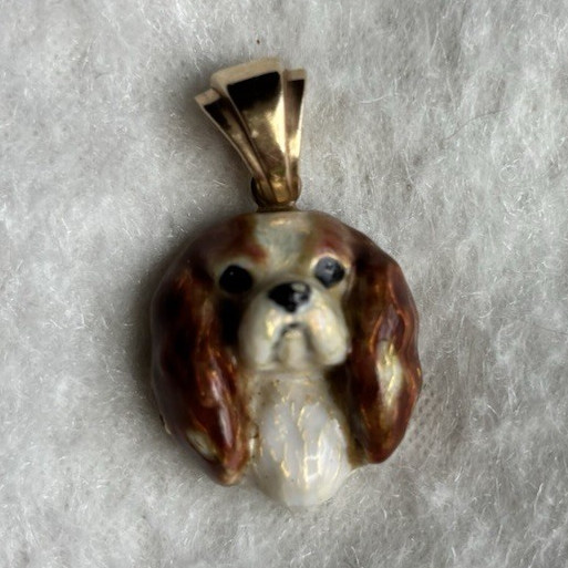 Cavalier King Charles Spaniel Head Pendant w/ Bail 18k gold