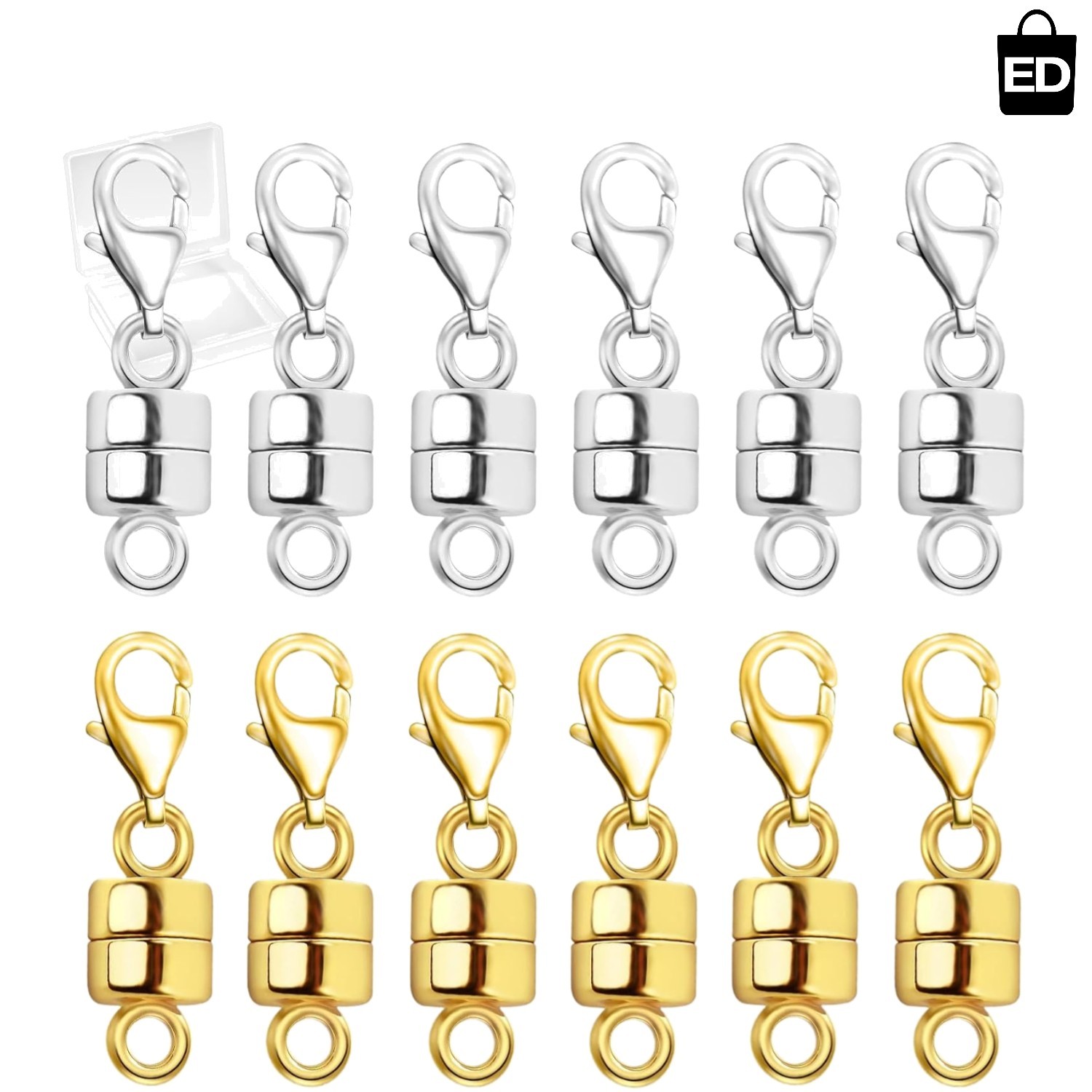 Versatile 14K Gold & Silver Magnetic Clasps for Necklaces & Bracelets – 12PCS