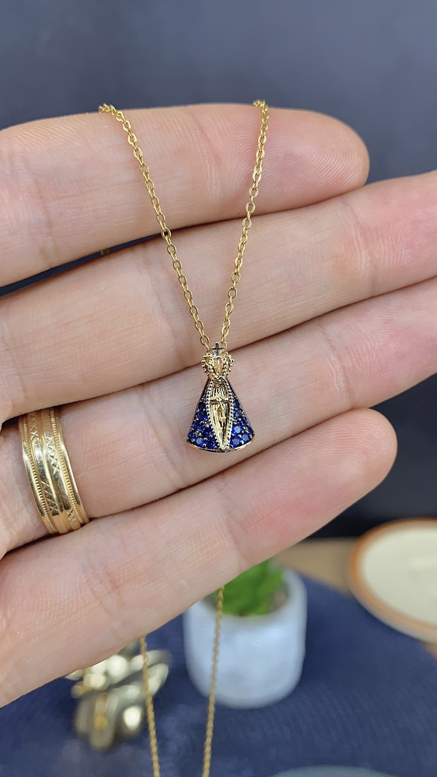 Colar e Pingente de Nossa Senhora Aparecida 18K Gold Filled Elegant Necklace 18″