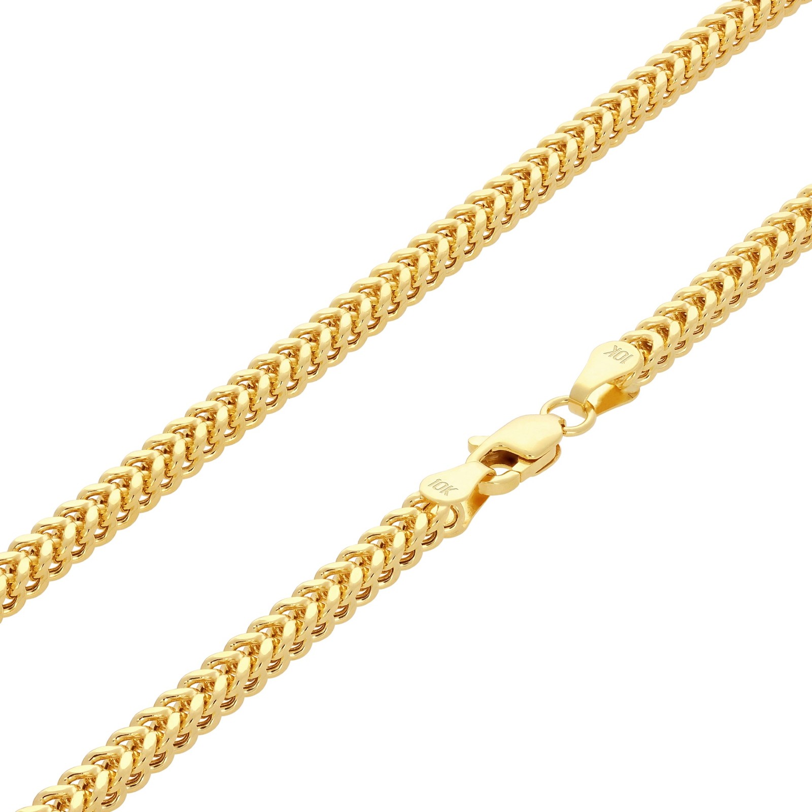 10K Yellow Gold 1.5mm-6mm Franco Square Box Chain Necklace Mens Womens 16″- 30″