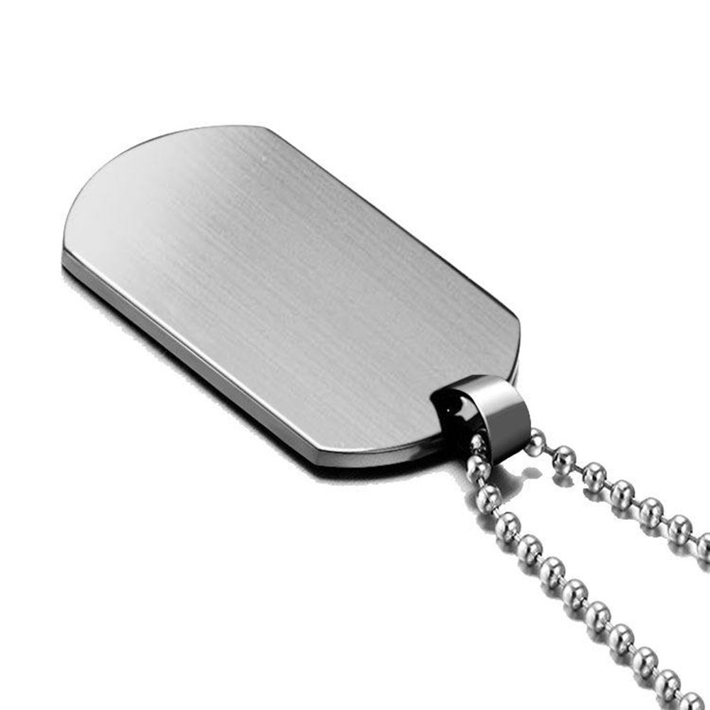 Personalized Unisex Men Engraved Dog Tag Necklace Pendant with Ball Chain
