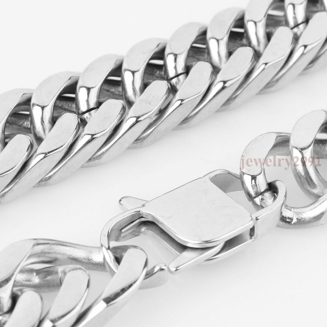 Men Stainless Steel Large Heavy Silver 17MM Curb Chain Link Necklace or Bracelet