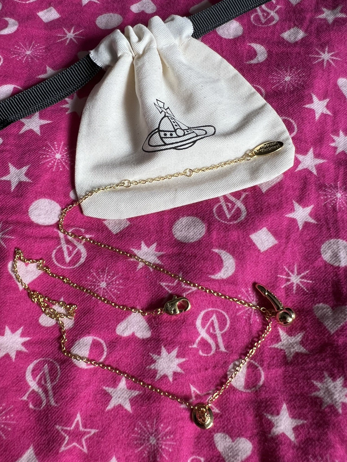 Vivienne Westwood tiny penis cock orb necklace 46 cm length