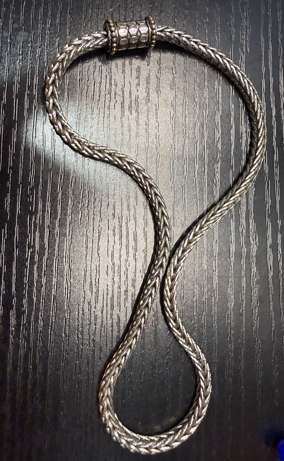 Silver Metal Foxtail Chain Necklace Magnetic Closure Clasp Thick 17″ Jewelry