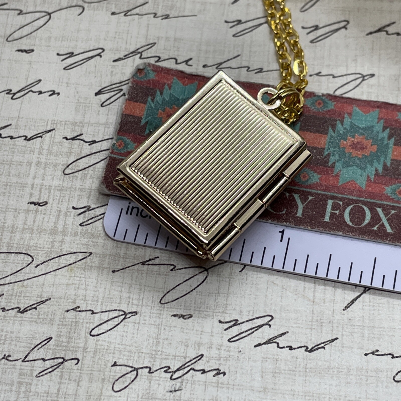 Gold Birthday anniversary purple BUTTERFLY book Locket pendant necklace photo