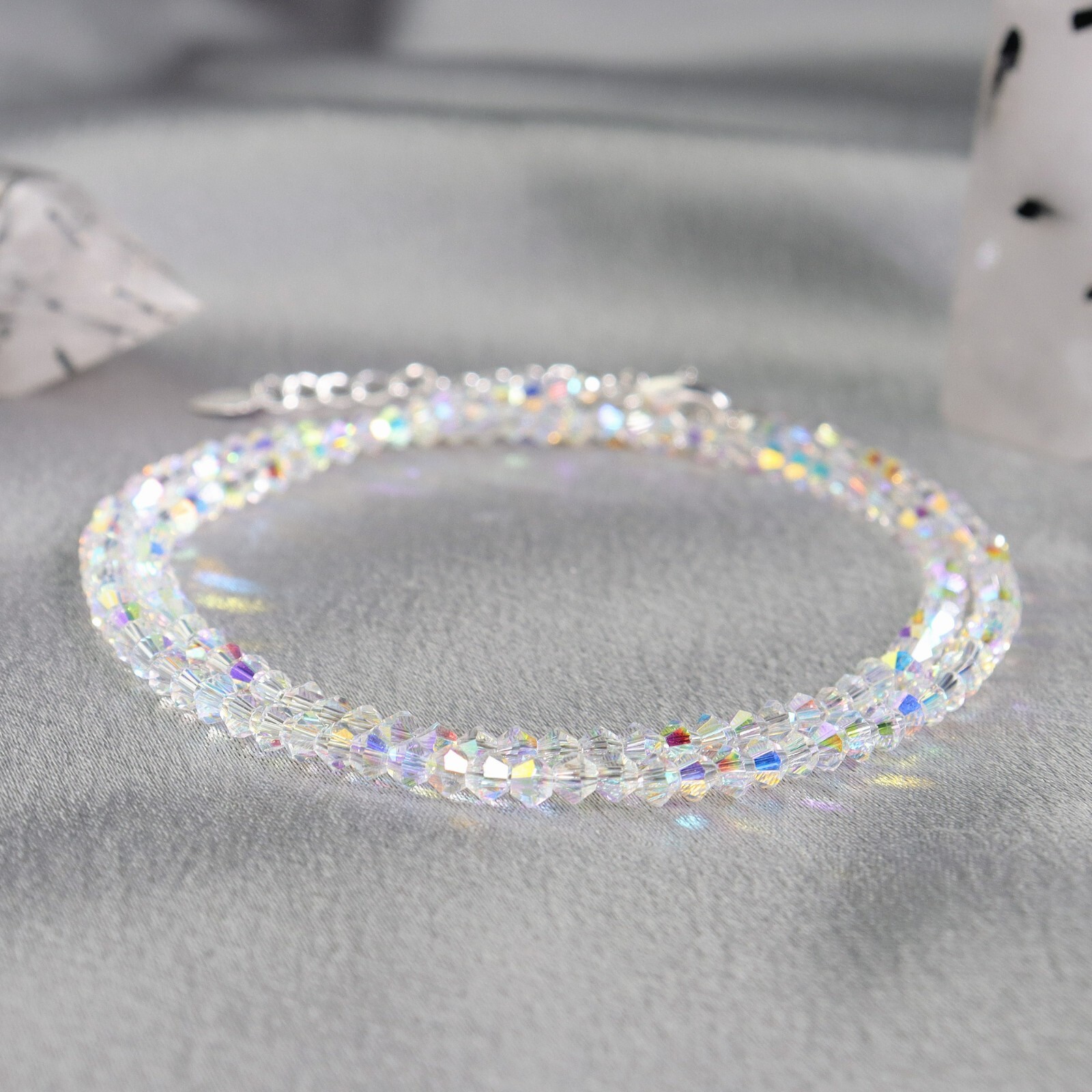 Natural Crystal Angel Aura Stunning Healing Women Crystal Choker Necklace Gift