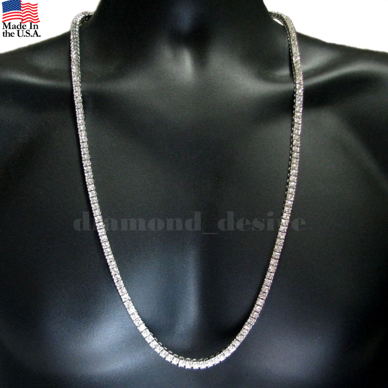 VIP 1 Row Iced Necklace Out Chain Hip Hop one row CZ Gold Plated choker Silver