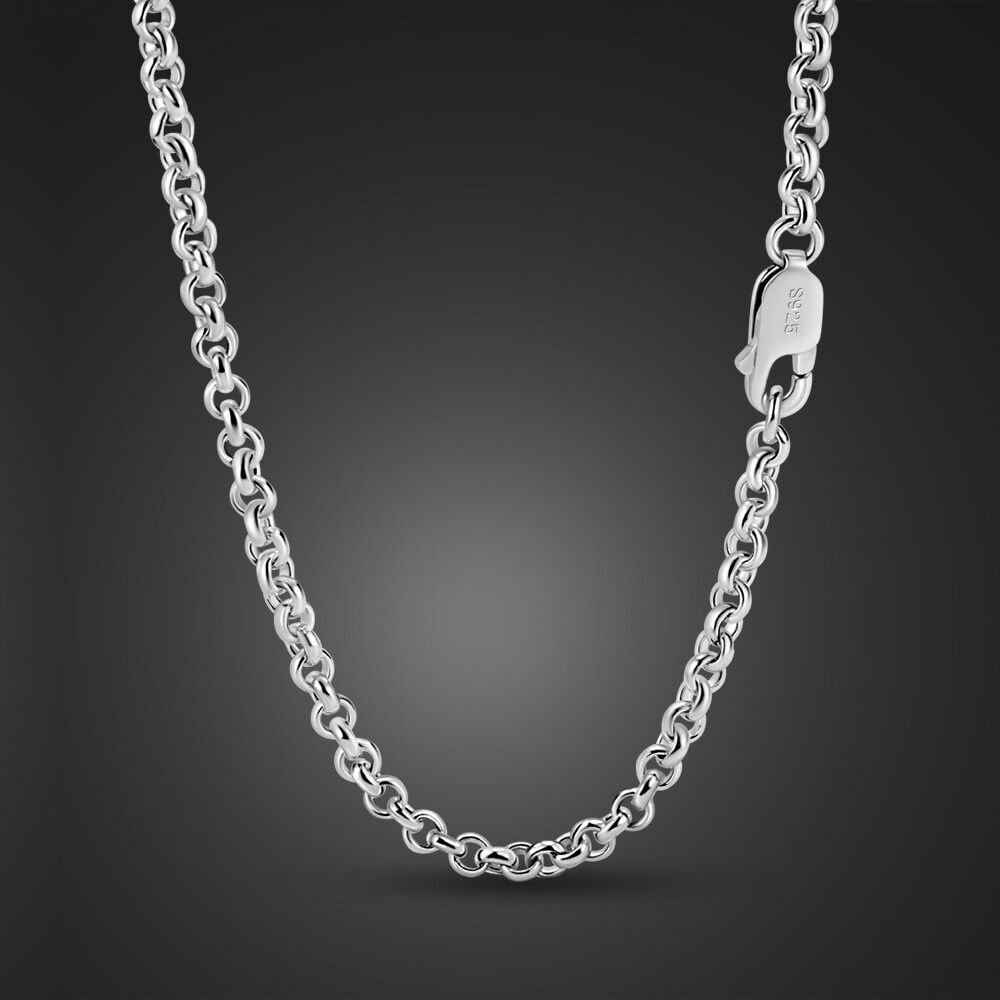 925 Sterling Silver 3mm Rolo Round Cable Chain Necklace 18-28 Inch for Men Women