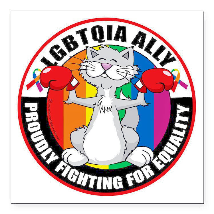 Custom Pendant GAY RIGHTS PRIDE LGBT ALLY CAT 925 Silver 24″ Necklace Gold Gift