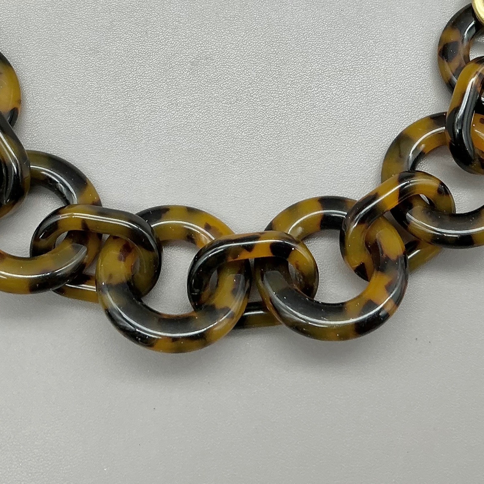 J.Crew Necklace Tortoiseshell Resin Link Statement Gold Tone Chain 18-20 In