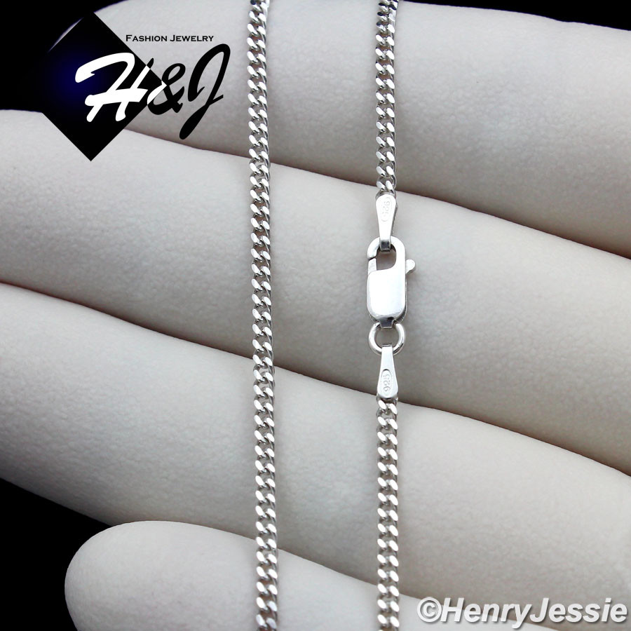 16″-30″MEN WOMEN 925 STERLING SILVER 2MM MIAMI CUBAN CURB CHAIN NECKLACE*SN14