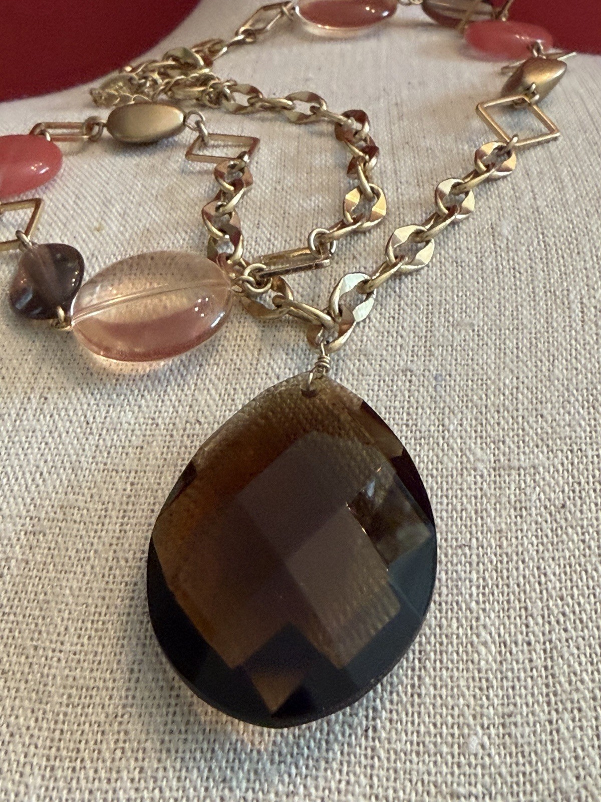Lia Sophia HARMONY Necklace Glass & Resin Matte Gold Tone BinR