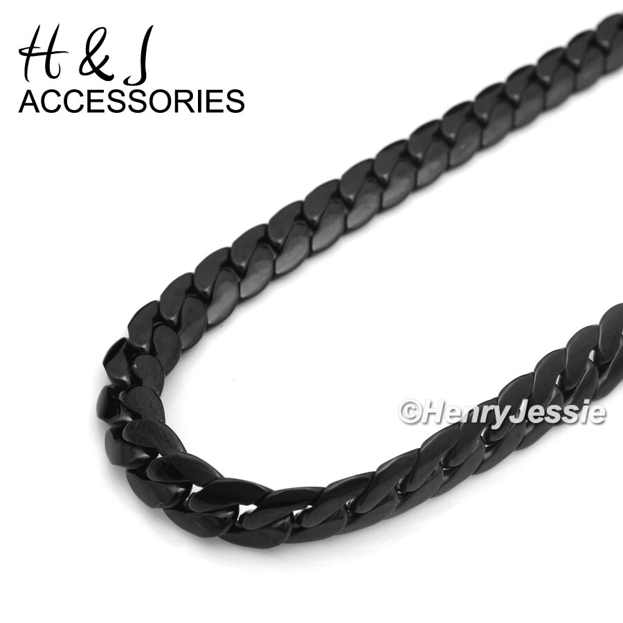 16″-40″MEN 316LStainless Steel 5mm Black Plated Miami Cuban Curb Necklace*BN155