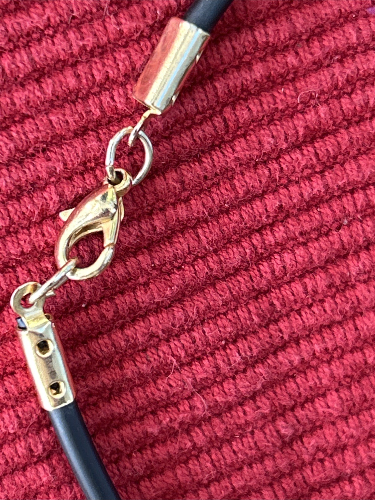 Gold And Silver Tone Square Pink Lab Diamond Pendant Necklace On Black Cord 16”