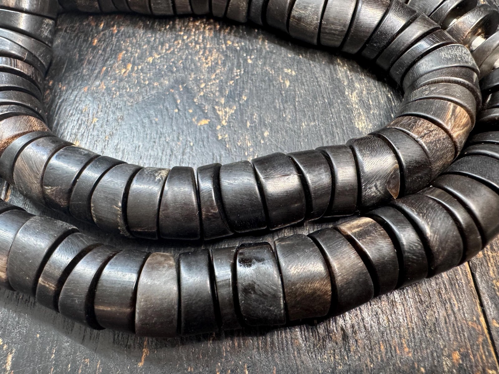 Handmade 108 Bead Mala Necklace | Dark Prayer Beads | Tribal Himalayan Style 24″