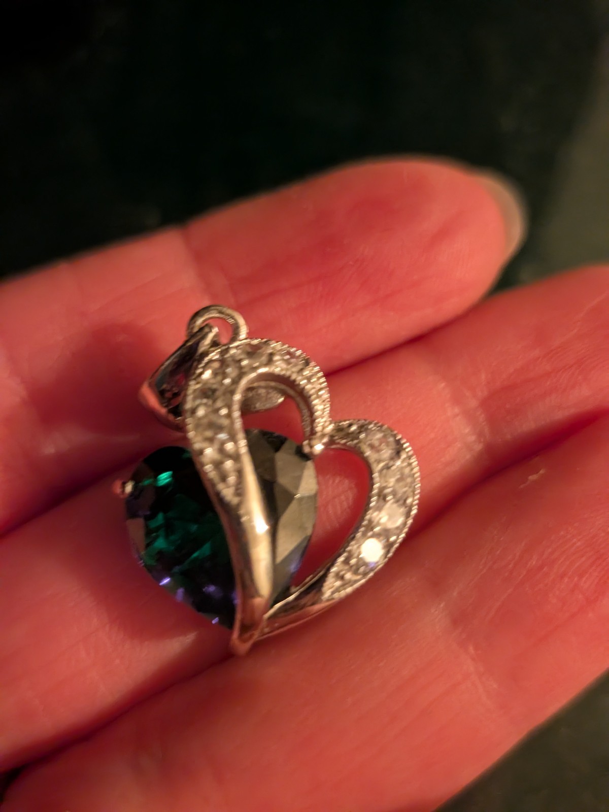 Infinity Love Heart May Birthstone Necklace Green Just The pendent