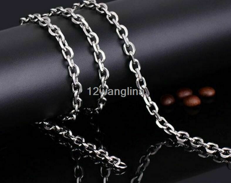 6/10mm Men’s Chain Silver Tone Stainless Steel Rolo Link Necklace 18-36”