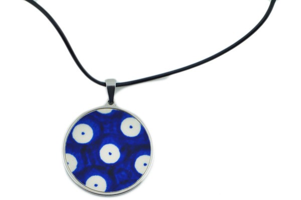 Ceramic, Metal, Cord Necklace 11″ Blue Eyes-Artisanimports|10933