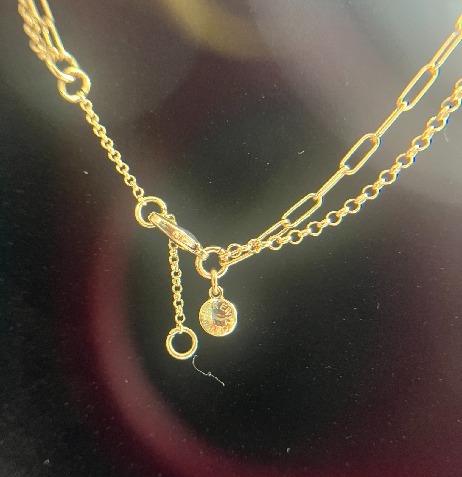 J.Crew Double Strand Layered Necklace Gold Tone Mother of Pearl Disc Coin Signed