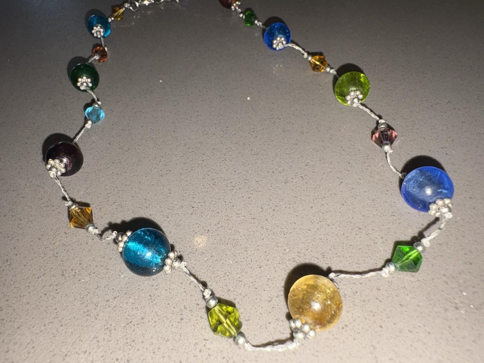 Premier Designs Multicolor Glass & Crystal Beaded Necklace Adjustable