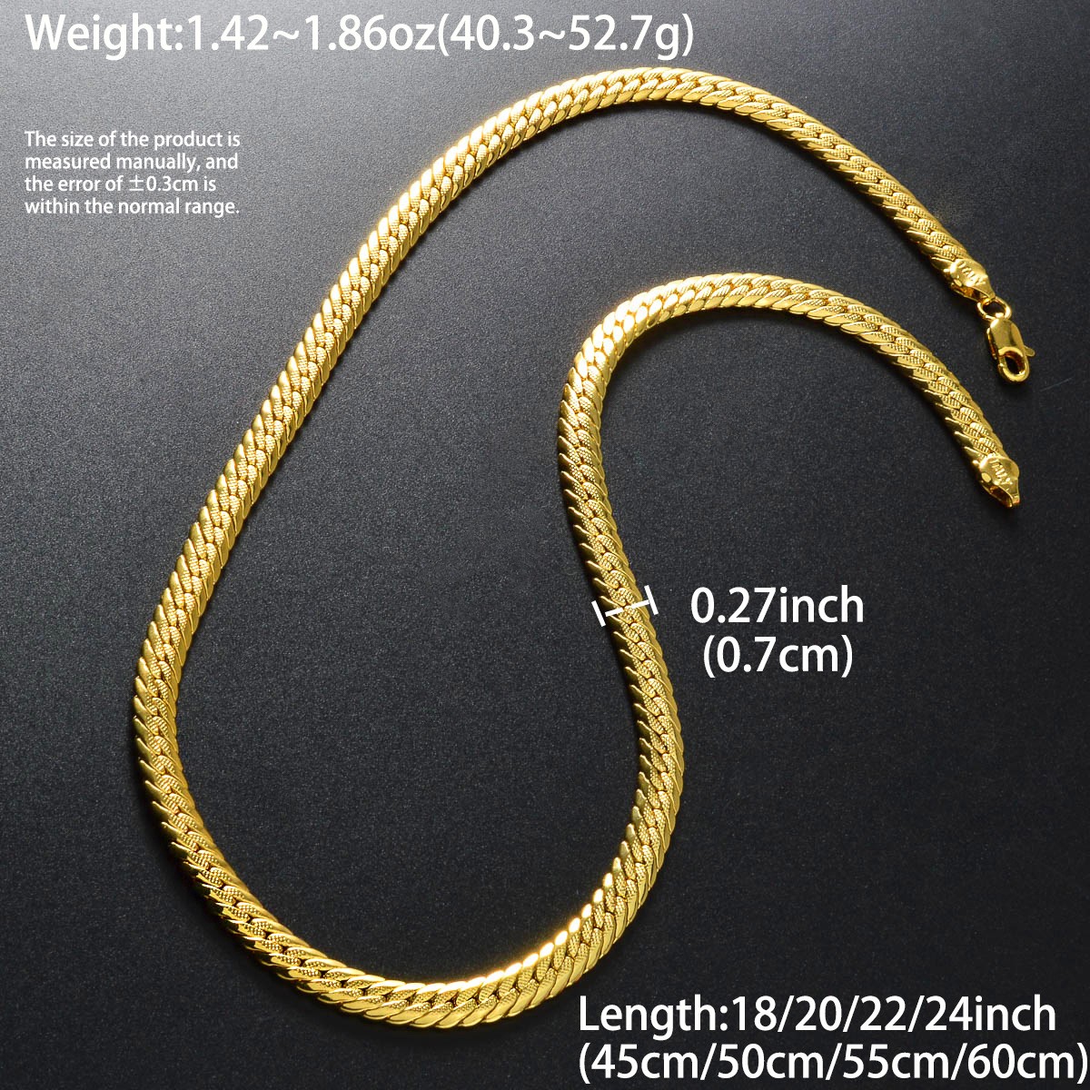 18K Gold Cuban Curb Chain Necklace 750 Stamp Unisex Hip‑Hop Jewelry 18‑24in 7MM