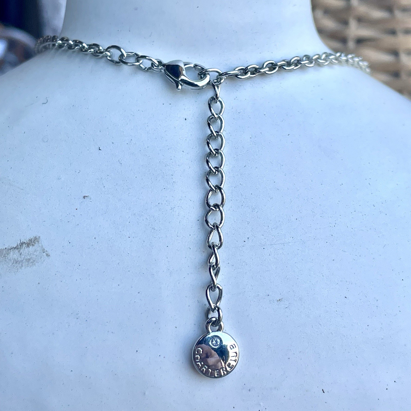 Charter Club Faux Pearl Rhinestone Pendant Necklace Silver Tone Signed 18-20”