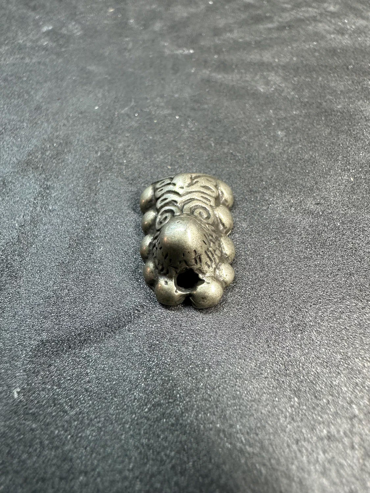 Vintage Tibetan Brass Snow Lion Bead | Himalayan Mala Spacer | Nepalese Symbol