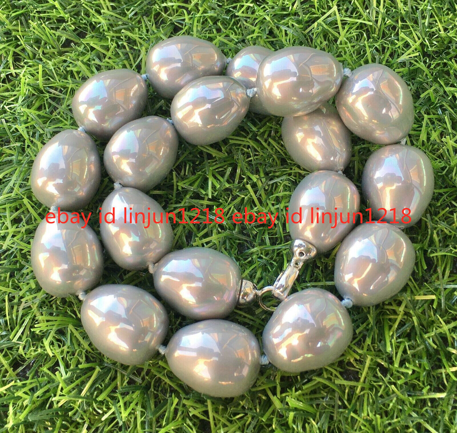 HUGE LARGE FASHION 20MM SOUTH SEA GRAY BAROQUE SHELL PEARL NECKLACE 18-36