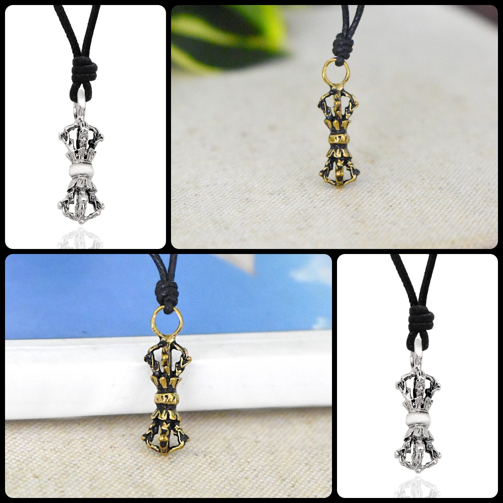 Tibet Amulet 92.5 Sterling Silver Brass Charm Necklace Pendant Jewelry