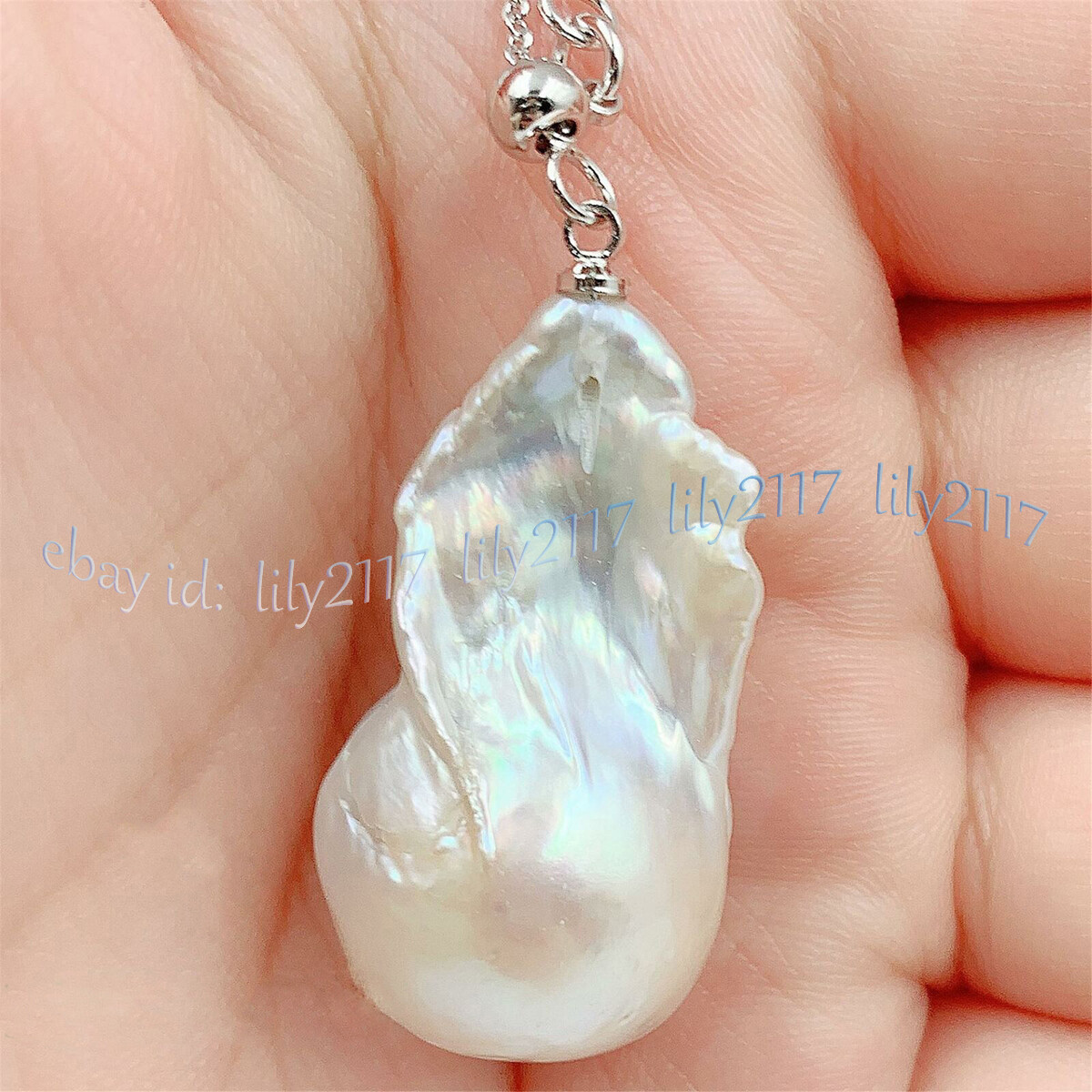 17-30mm Real Natural White Freshwater Reborn Baroque Pearl Pendant Necklace 18”