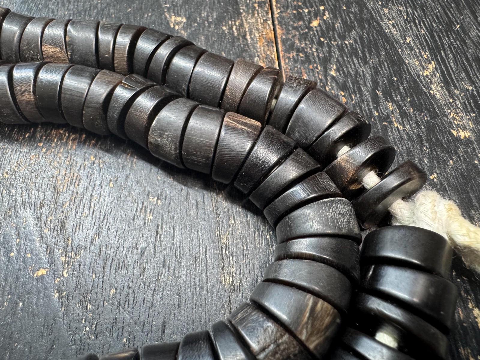 Handmade 108 Bead Mala Necklace | Dark Prayer Beads | Tribal Himalayan Style 24″