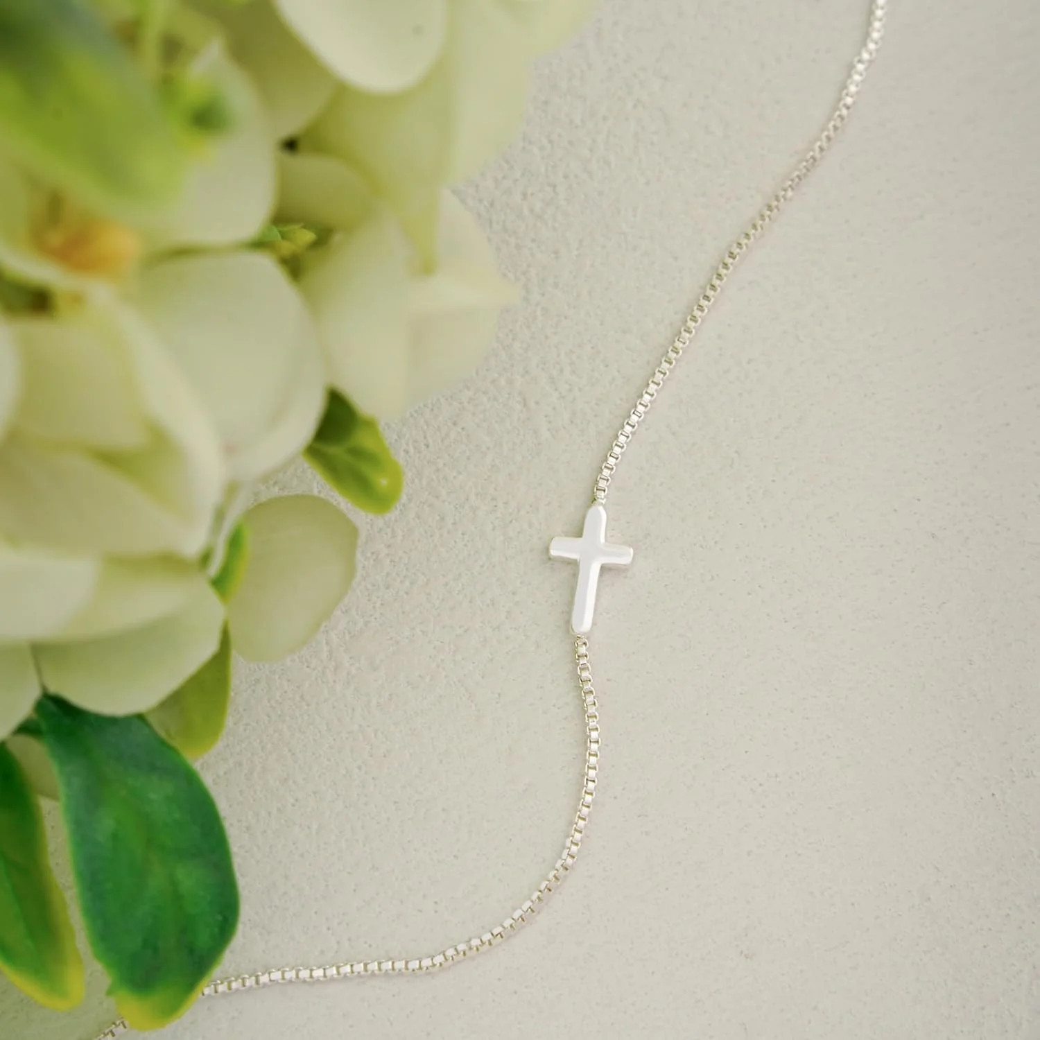 Cross Necklace for Women Trendy 925 Sterling Silver Plated Dainty Small Sideways
