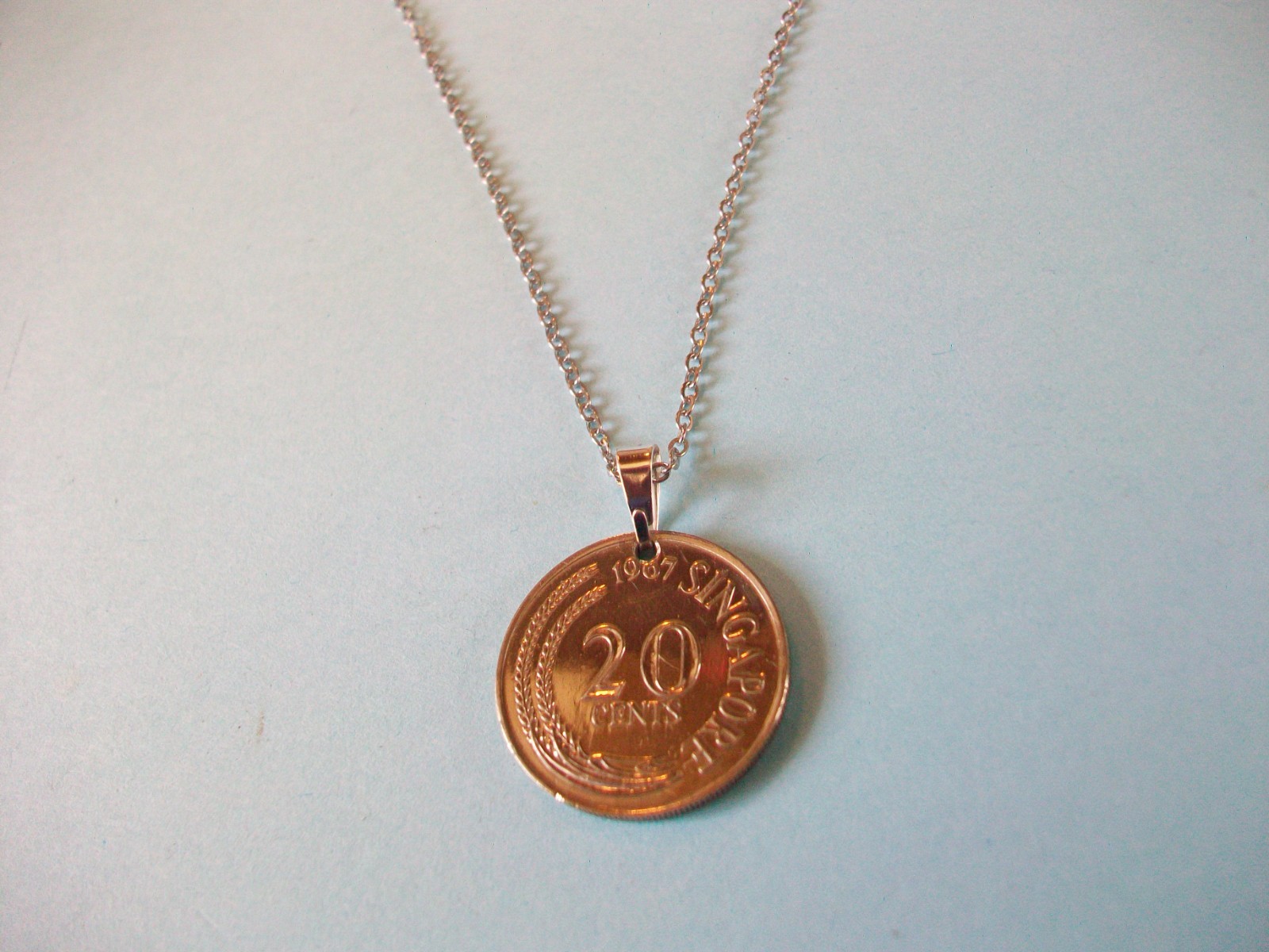 TWENTY CENTS – SWORDFISH – SILVER FINE LINK PENDANT NECKLACE – 1967 to 1984