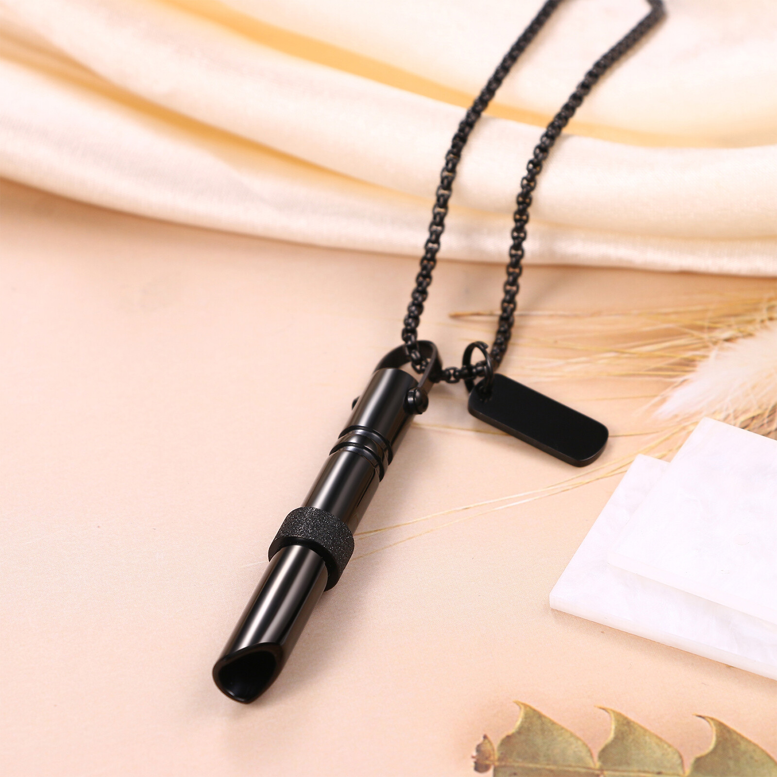 Men Women Anxiety Relief Mindful Breathing Stainless Steel Meditation Necklace