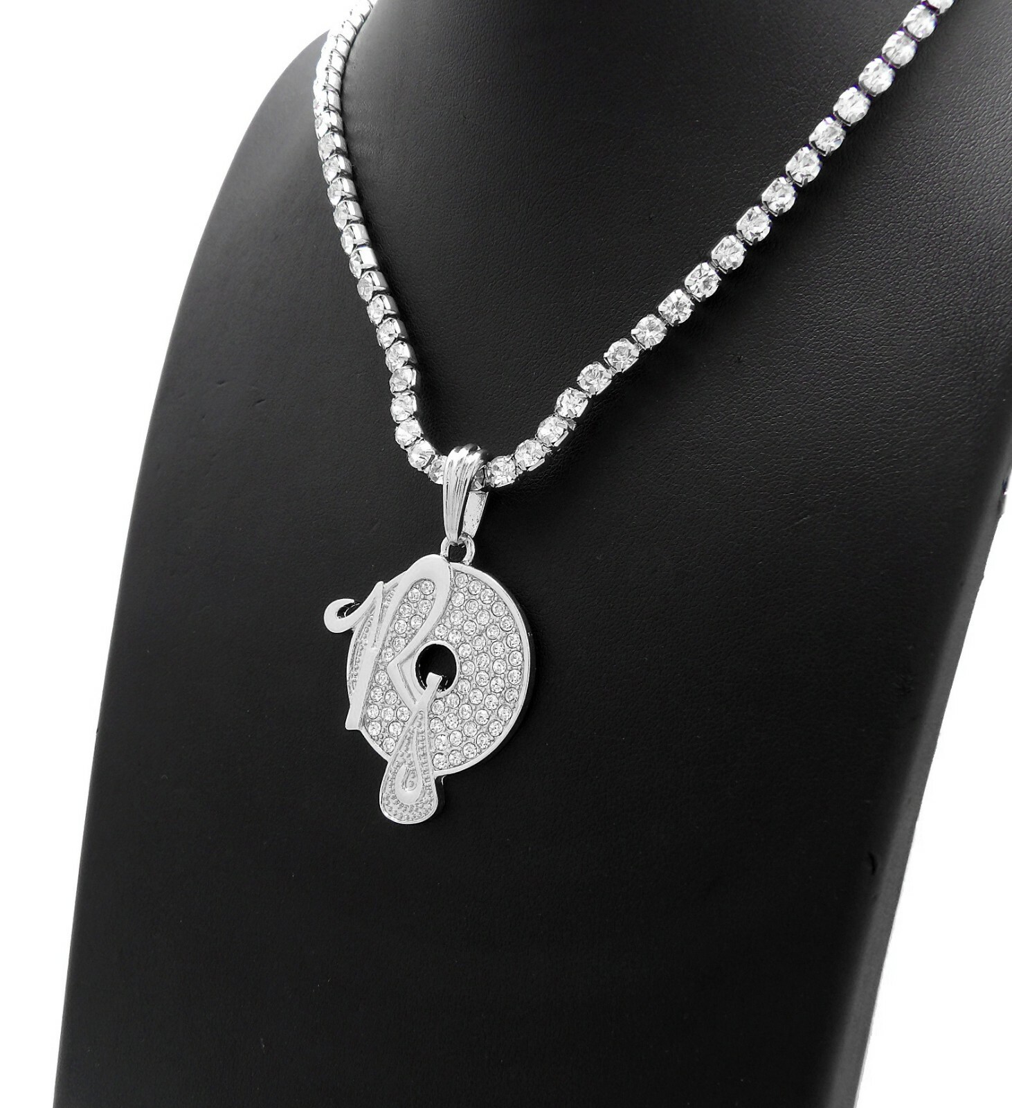 Iced Silver PT ROCAFELLA Pendant & 16″ 18″ 20″ Rhinestone Chain Fashion Necklace