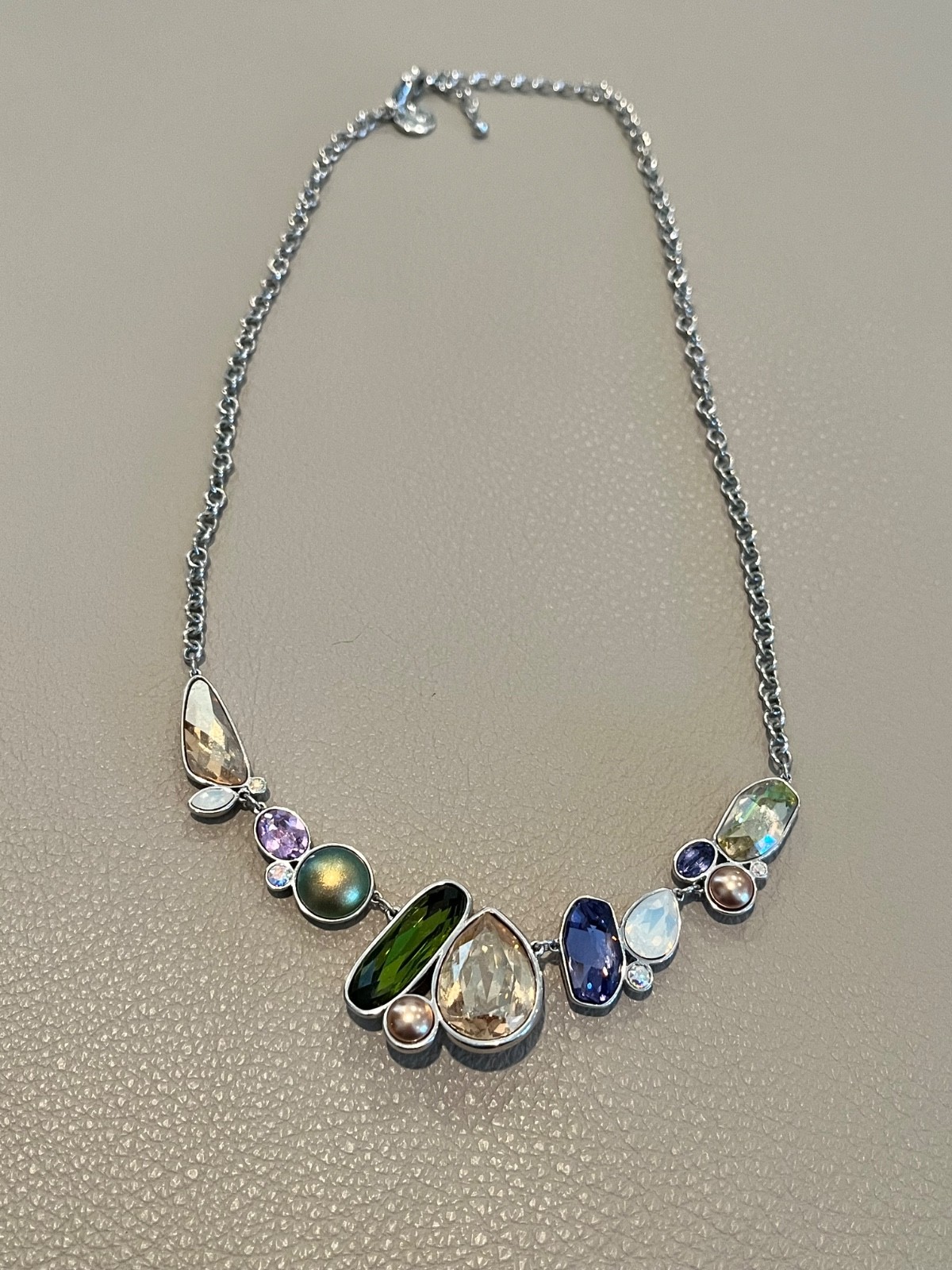 Touchstone by Swarovski Multi Color Crystal Silver Tone Rhodium Finish Necklace