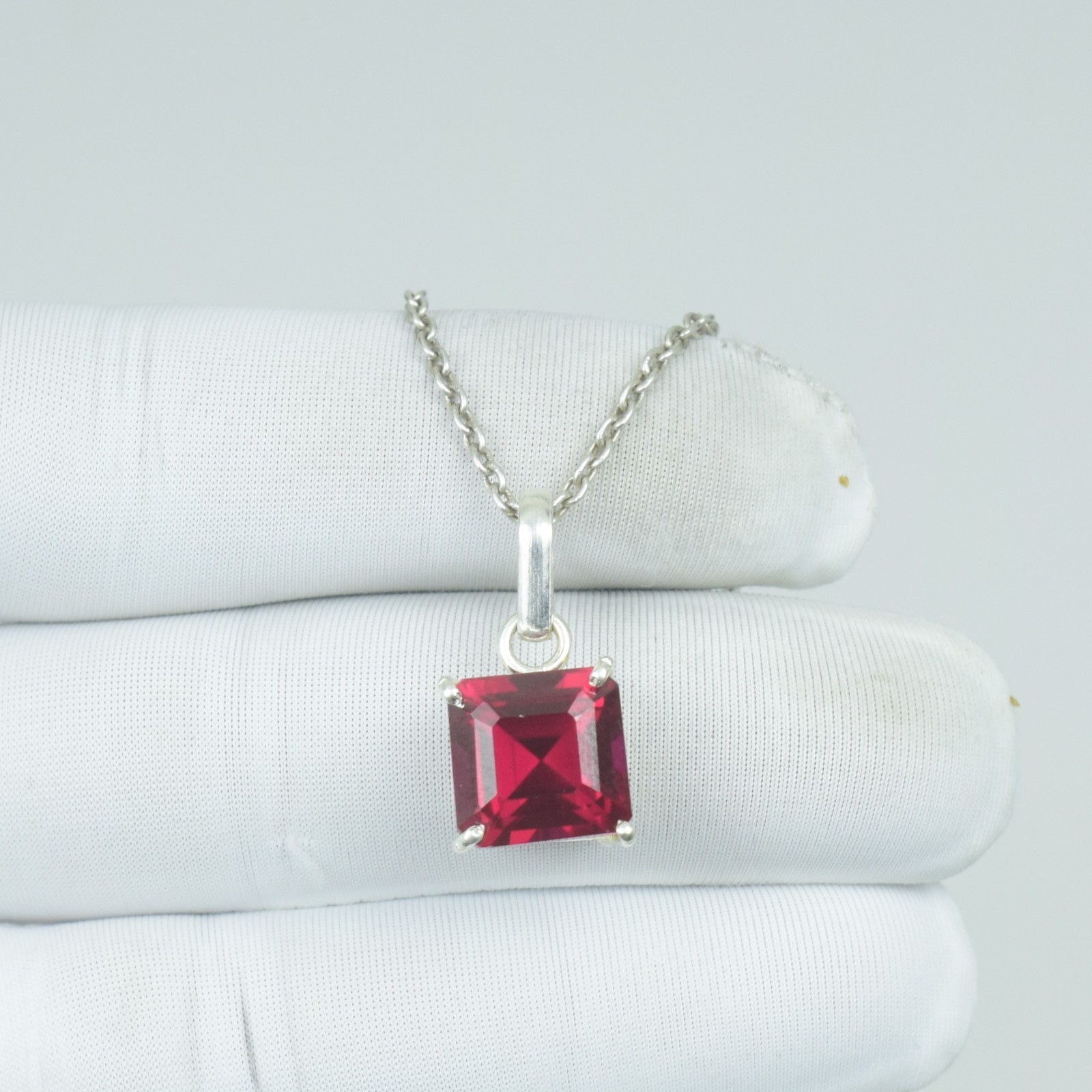 Beauty Red Ruby Square Cut Loose Gemstone Jewelry, 17Cts 925 Solid Silver,