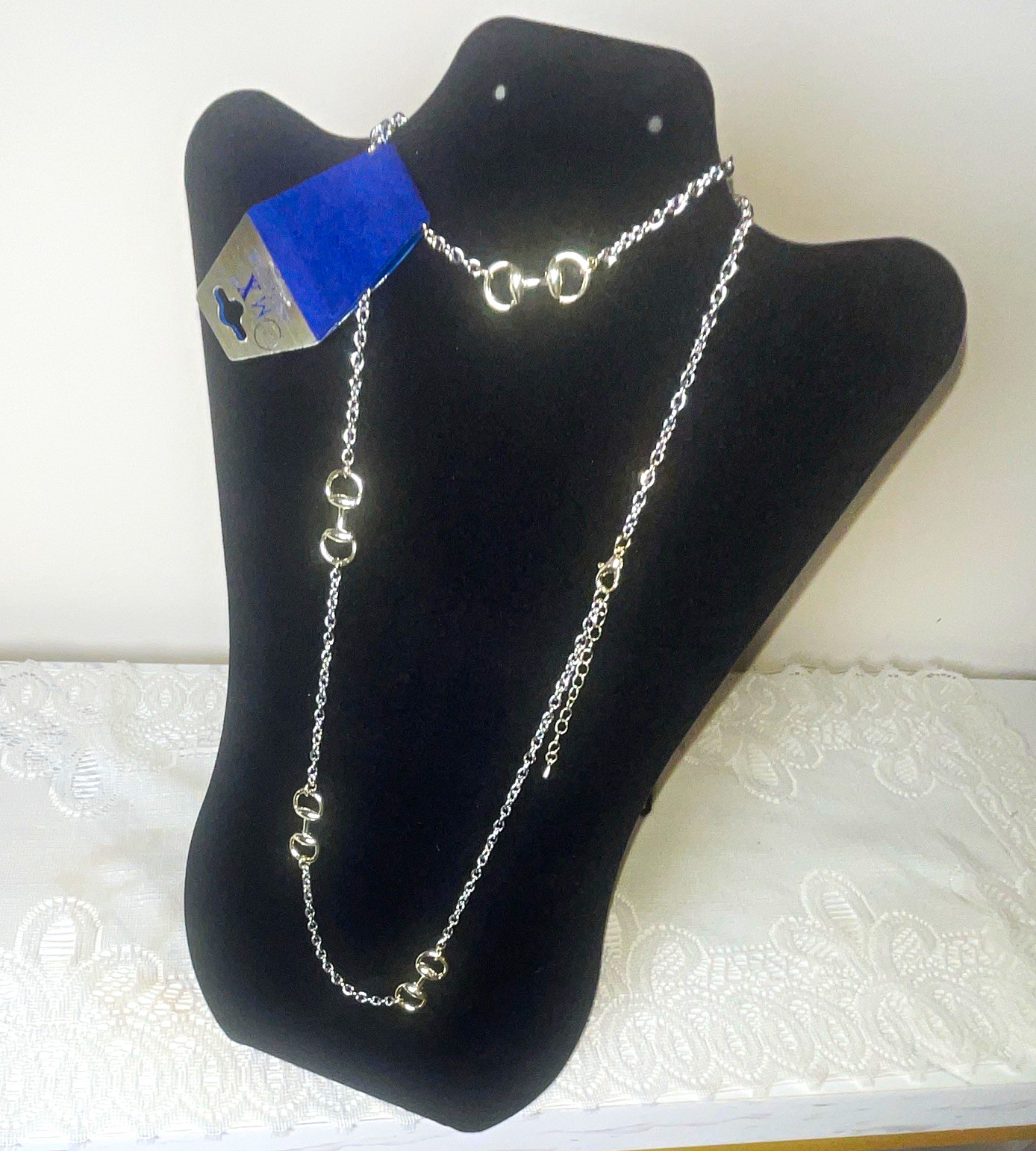 Silver Plated and gold plated Station Chain Necklace Adjustable M X collection