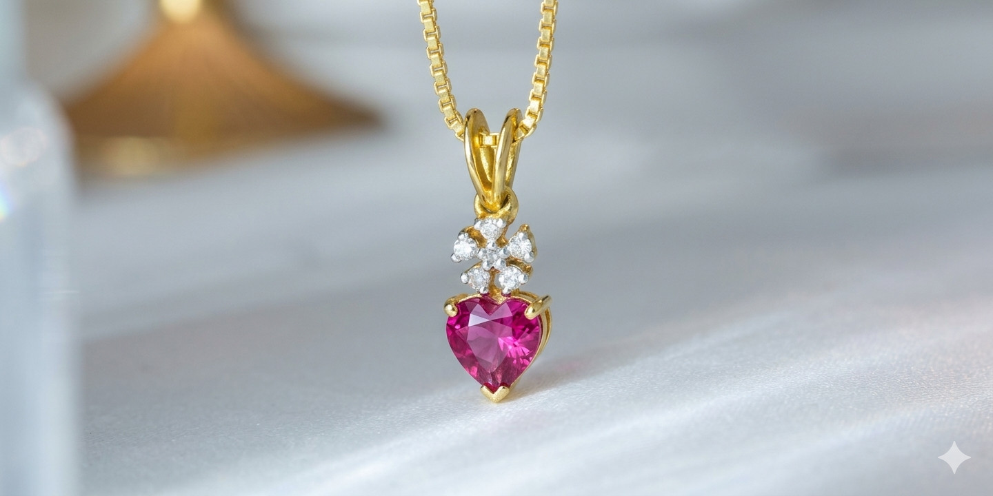 7ct Heart Simulated Pink Ruby/Diamond Anniversary Gift Pendant Rose Gold Plated