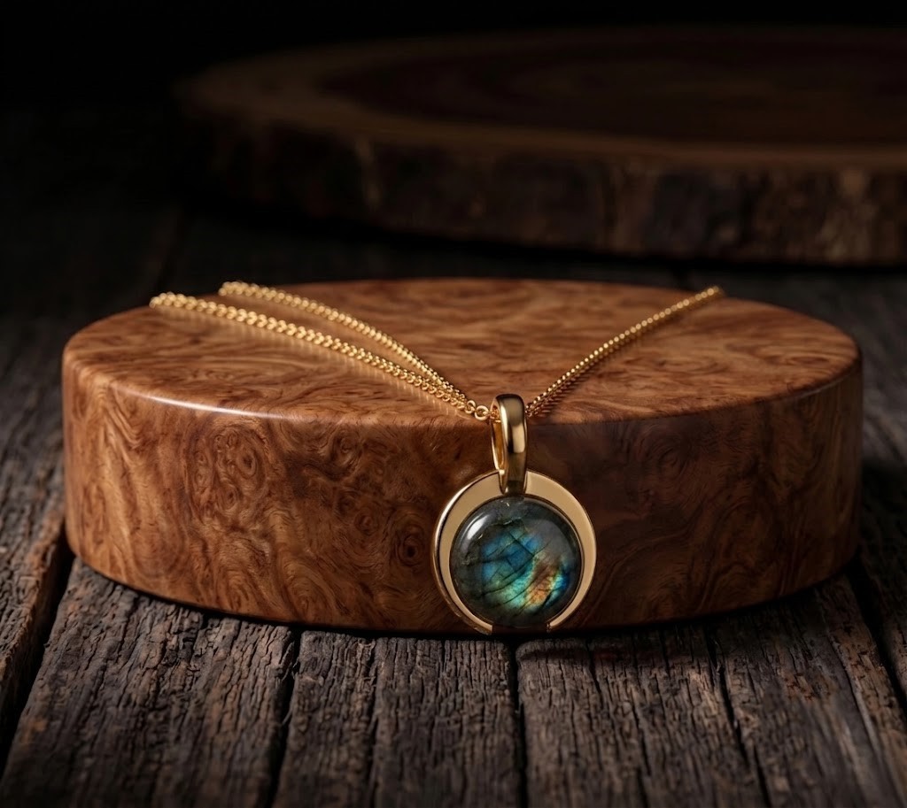 Gold Plated Labradorite Gemstone Womens Pendant Dainty Charm Labradorite Jewelry
