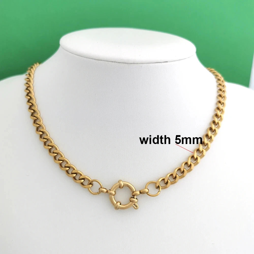 Sailor Clasp Necklace Paperclip Chain Stainless Steel Gold Color Women Jewelry