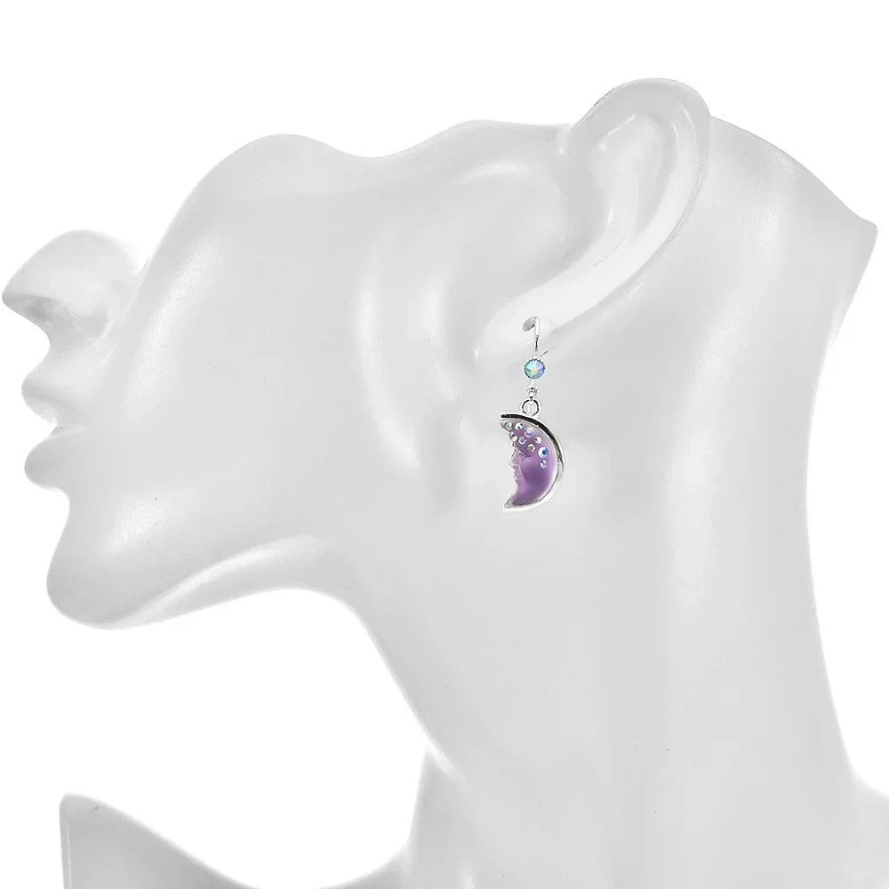 KIRKS FOLLY GODDESS SEAVIEW MOON 25mm OPEN RING CHARM Purple/ST & Earrings #98