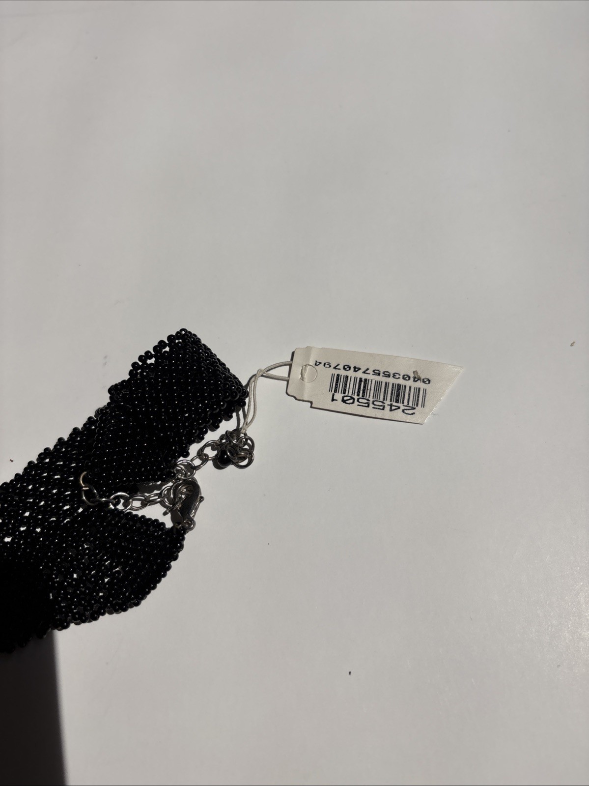 NWT Vintage Robert Rose Black Seed Bead Woven Choker Necklace Mesh Wide Band 90s
