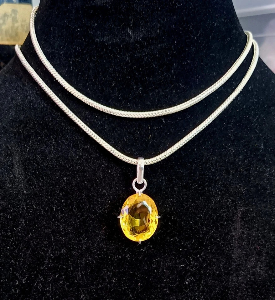30.85 Ct Oval Cut Natural Citrine Sterling Sliver Pendant – Trending Gemstone