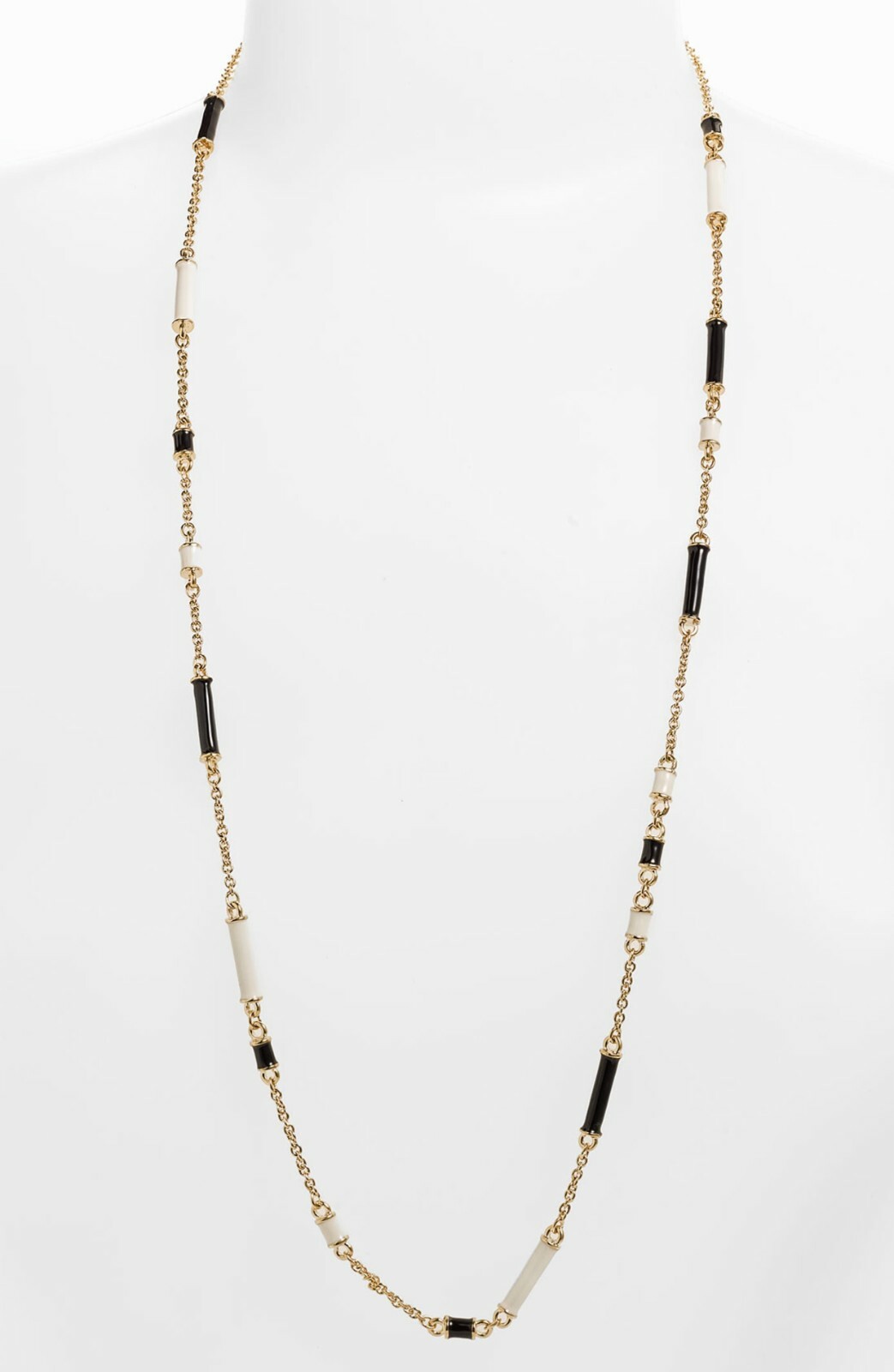 Kate Spade NY Black Gold Ivory “Bar None” Scatter Necklace Station long chain