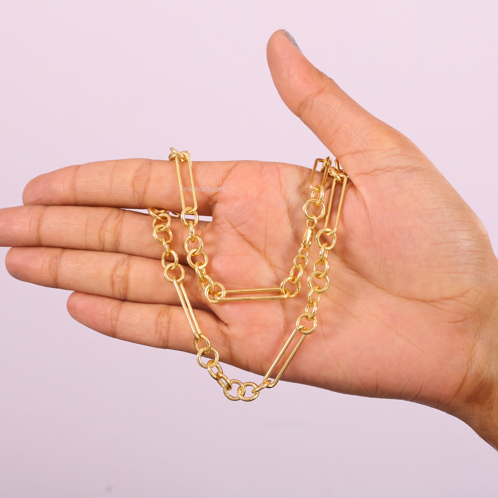 Paperclip Chain Necklace, Plain Layering Chain Necklace In 925 Sterling Silver