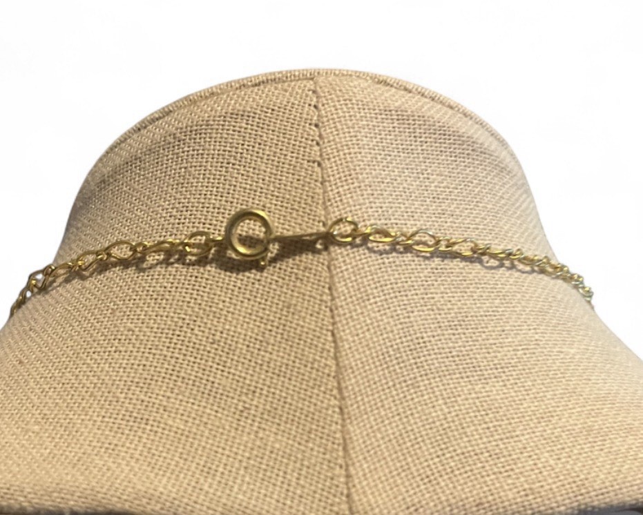 Gold-Tone Cable Chain Necklace with Clear Beaded Accents – Spring Ring Clasp