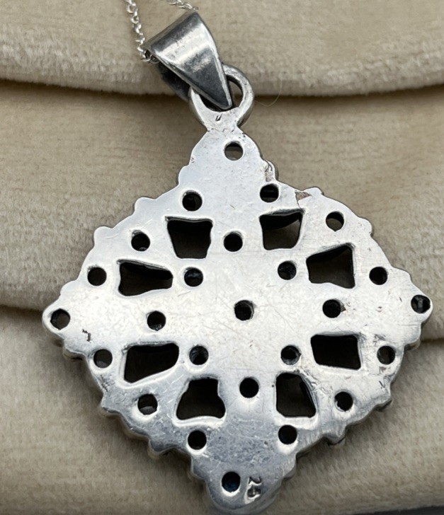 Sterling Silver Rainbow Moonstone Cluster Pendant Necklace 46cm Italian Chain