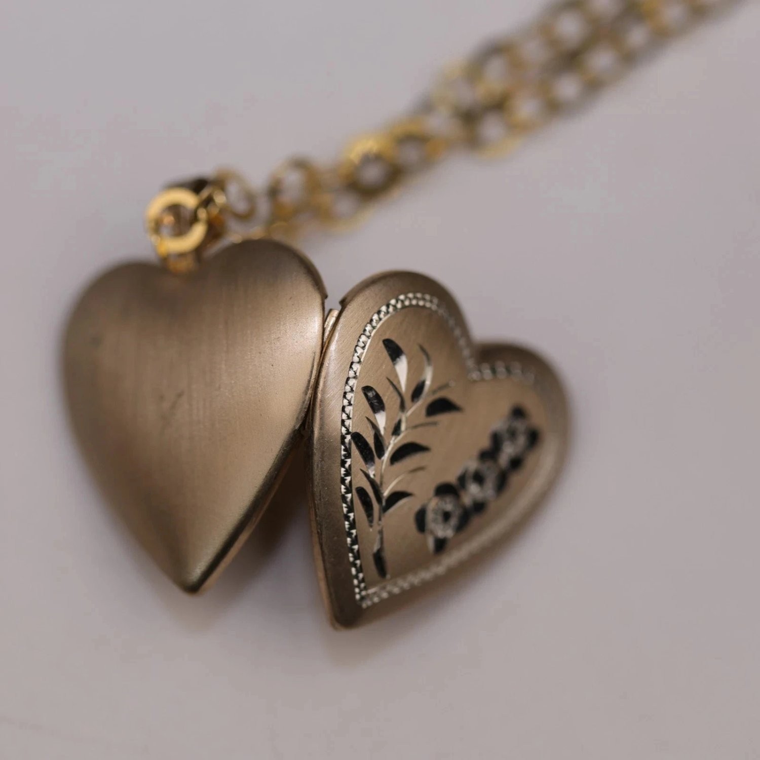 Ppc Sterling Silver Gold Vermeil Heart Locket Necklace Floral Italy 925 18
